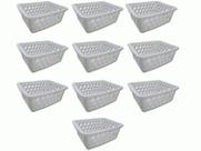 Kit 10 Cestos Multiuso Pequeno Branco 12x6x16cm PP Uninjet Kit 10 Cestos Multiuso Pequeno Branco 12x6x16cm PP Uninjet