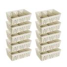 Kit 10 Cestos Organizador Gaveta Com 2 Divisórias Cestinho Colorido Removível Decorativo Escritório Quarto Empilhável