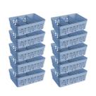 Kit 10 Cestos Organizador Gaveta Com 2 Divisórias Cestinho Colorido Removível Decorativo Escritório Quarto Empilhável