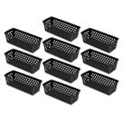 Kit 10 Cestos Organizador Multiuso 28x11x8cm Transparente Preto Branco Rosa Organizador de Geladeira