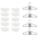 Kit 10 Cestos Organizador Pequeno 16x12x6Cm Branco + 20 Cabides Branco Infantil