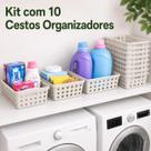 Kit 10 Cestos Organizadores de Gaveta Plástico Multiuso 3UD Branco Cozinha Banheiro Kit 10 Cestos Organizadores de Gaveta Plástico Multiuso 3UD Branco Cozinha Banheiro