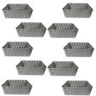 Kit 10 Cestos Organizadores Multiuso Premium Cinza 19x13cm