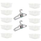 Kit 10 Cestos P 16x12x6Cm e 10 Cabides Infantis Branco