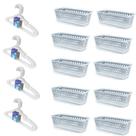 Kit 10 Cestos retangular + 20 Cabides Transparente Infantil