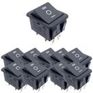 Kit 10 chave gangorra on/off/on 6 polos preta 15a