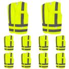 Kit 10 Colete Proteção Refletivo 1 Bolso Fluorescente Kalipso Alta Visibilidade