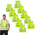 Kit 10 Coletes de Segurança Refletivo com Bolso Brascamp Laranja ou Amarelo Alta Visibilidade EPI