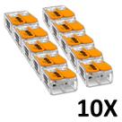 Kit 10 Conector Emenda Compacto Fios e Cabos 2 Vias 221 Wago Kit 10 Conector Emenda Compacto Fios e Cabos 2 Vias 221 Wago