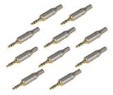 Kit 10 Conector Plug P2 Stereo Tipo Amphenol Prata Ks3p Pro