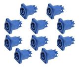 Kit 10 Conector Powercon Painel Embutir In Azul Profissional