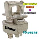 Kit 10 Conector Split Bolt Parafuso Fendido para Emenda Cabos 10mm Bimetálico Estanhado