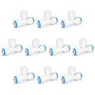 Kit 10 Conector União T Engate Rápido 1/4" com Rosca Tripla para Filtro Alta Resistência