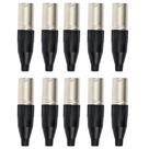 Kit 10 Conectores Amphenol XLR Macho AC3MM 3 Polos Preto