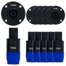 Kit 10 Conectores Plug Speakon 5 Machos Linha 5 Fêmeas Painel Redondo 4 Vias Voik Profissional SPK01