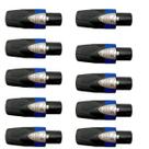 Kit 10 Conectores Speakon Macho Para Cabo Wireconex WC-605 4 Polos