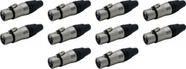 Kit 10 Conectores Xlr Femea Canon Linha Pesada Tipo Xlr Nfe