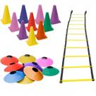 Kit 10 Cones 24cm + 10 Chapéu Chinês + Escada de Agilidade