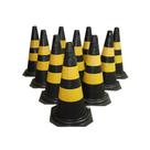 Kit 10 Cones de 50 cm Preto e Amarelo para Sinalização