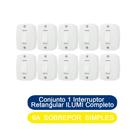 Kit 10 Conjunto 1 Interruptor Retangular Simples 6A Sobrepor ILUMI Completo
