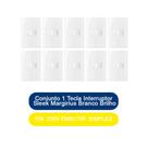 Kit 10 Conjunto 1 Tecla Interruptor Simples 10A 250V Embutir Sleek Margirius Branco Brilho
