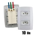 Kit 10 Conjunto Tomada Dupla Monobloco 10A Ilumi Slim