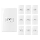 Kit 10 conjunto tomada horizontal 4x2 20a 2p+t 250v com placa margirus sleek branco Kit 10 conjunto tomada horizontal 4x2 20a 2p+t 250v com placa margirus sleek branco