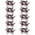 Kit 10 Conjuntos de Mesa com 4 Cadeiras de Madeira Dobravel 120x70 Imbuia Kit 10 Conjuntos de Mesa com 4 Cadeiras de Madeira Dobravel 120x70 Imbuia
