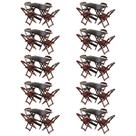 Kit 10 Conjuntos de Mesa com 4 Cadeiras de Madeira Dobravel 120x70 Imbuia Kit 10 Conjuntos de Mesa com 4 Cadeiras de Madeira Dobravel 120x70 Imbuia
