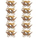 Kit 10 Conjuntos de Mesa com 4 Cadeiras de Madeira Dobravel 120x70 Mel