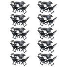 Kit 10 Conjuntos de Mesa com 4 Cadeiras de Madeira Dobravel 120x70 Preto Kit 10 Conjuntos de Mesa com 4 Cadeiras de Madeira Dobravel 120x70 Preto