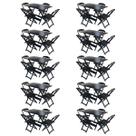 Kit 10 Conjuntos de Mesa com 4 Cadeiras de Madeira Dobravel 120x70 Preto Kit 10 Conjuntos de Mesa com 4 Cadeiras de Madeira Dobravel 120x70 Preto