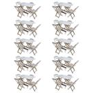 Kit 10 Conjuntos de Mesa com 4 Cadeiras de Madeira Dobravel 120x70 sem Pintura/crua Kit 10 Conjuntos de Mesa com 4 Cadeiras de Madeira Dobravel 120x70 sem Pintura/crua