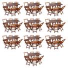 Kit 10 Conjuntos de Mesa Dobráveis de Madeira 70x110cm com 6 Cadeiras Imbuia