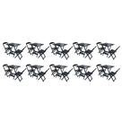 Kit 10 Conjuntos de Mesa Dobravel com 2 Cadeiras de Madeira 70x70 Ideal para Bar e Restaurante - Pre