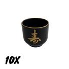Kit 10 Copo Guinomi Bebida Japonesa Coreana Sake Saque 80ml Preto