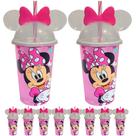 Kit 10 Copo Minnie Rosa Orelhas Festa Aniversario Infantil