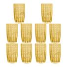 Kit 10 Copos Alto de Vidro para Água Sucos e Refrigerante Orquídea Âmbar 500ml Wolff