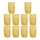 Kit 10 Copos Alto de Vidro para Água Sucos e Refrigerante Orquídea Âmbar 500ml Wolff