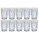 Kit 10 Copos Diamante Resistente De Vidro 370 ML Transparentes