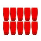 Kit 10 Copos Florida Chique Vidro Vermelho Mesa Posta 370ml