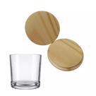 Kit 10 Copos Rocks 265ml Com Tampa Madeira Para Velas Kit 10 Copos Rocks 265ml Com Tampa Madeira Para Velas