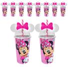 Kit 10 Copos Shake 500ml da Minnie Rosa Para Festa Infantil