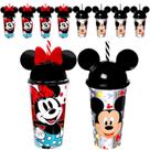 Kit 10 Copos Shake Minnie E Mickey Com Orelhas E Canudo Sacola Surpresa de Aniversário