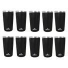 Kit 10 Copos Térmicos Aço Inox 420ML Preto p/ Água Cerveja Café - Quente e Frio Unica