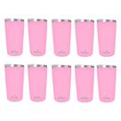 Kit 10 Copos Térmicos Aço Inox 420ML Rosa p/ Água Cerveja Café - Quente e Frio Unica Kit 10 Copos Térmicos Aço Inox 420ML Rosa p/ Água Cerveja Café - Quente e Frio Unica