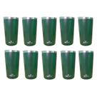 Kit 10 Copos Térmicos Aço Inox 420ML Verde p/ Água Cerveja Café - Quente e Frio Unica