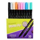 Kit 10 Cores Pastel Marcadores Ponta Dupla Pincel Yes Dualtip Trabalhos Artísticos Precisão Escolar