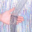 Kit 10 Cortinas Metalizada Franja Holográfica Decoração Festa Balada Chá de bebê