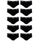 Kit 10 Cuecas Slip 100% Algodão Mash - Preto